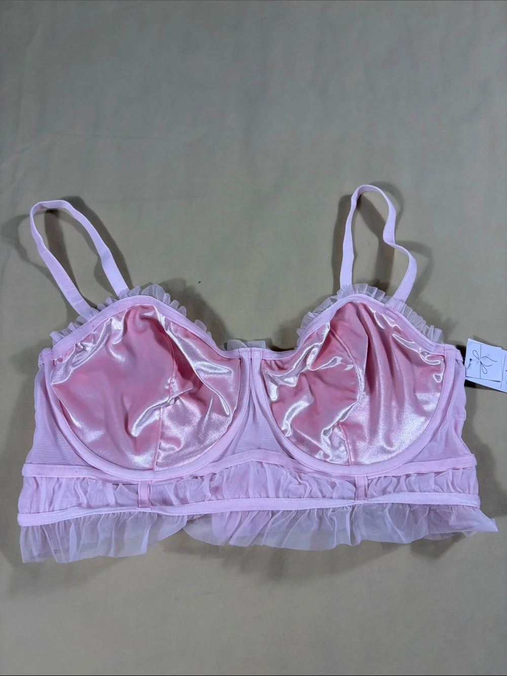 Auden Pink Velour Ruffle Lingerie Set Womens XXL Thong Underwire Matching NWT
